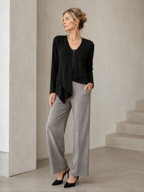 Samuel Dong Black Asymmetrical Zip Jacket Blazer XS Avant Garde Minimalist